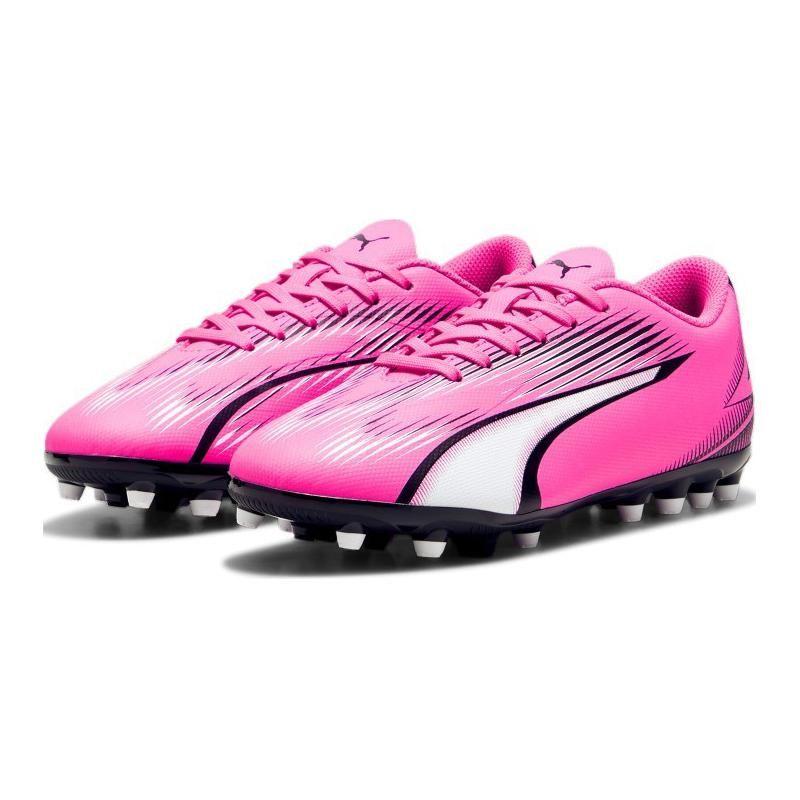 Puma Ultra Play Mg Jr Breathable Balance Support Low Top Kids Soccer Shoes Kids Soccer Shoes Pink Black White 107777-01
