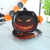 Halloween Pumpkin Paper Plates Black Orange Pumpkin Grimace Plates Disposable Serving Trays for Halloween Party Favors