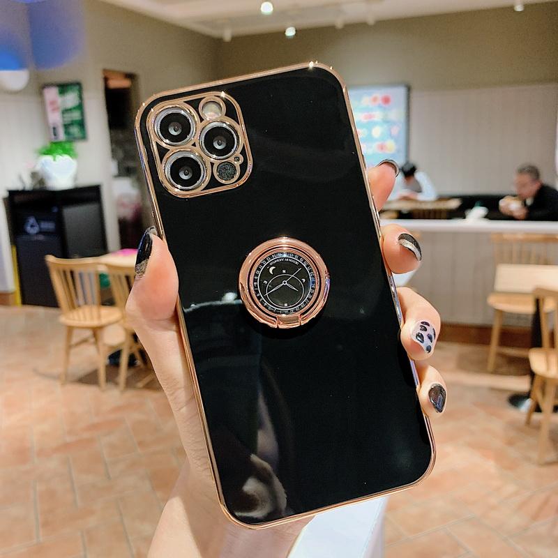 Роскошный металлический держатель для кольца, подставка, покрытие, мягкий силиконовый чехол для iPhone 16 Pro 15 Plus 11 12 13 Pro MAX 12 Mini X XR XS 8 7 Plus SE 2020