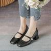 Leather Flat for Huizhou Women's Shoes Su Yinyin Same High Heels Women's Black Korean Version Mary Jane Shoes Thick Heel