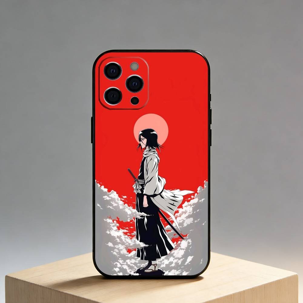 R-Rukia Аниме-E KuchikiS Чехол для телефона для iPhone 17, 16, 15, 14, 13, 12 Plus, Max Мягкий силиконовый черный чехол