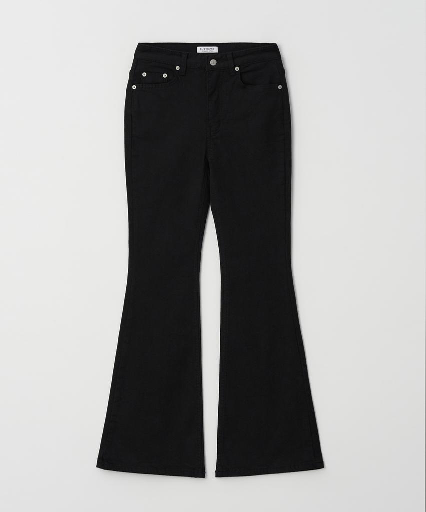 Брюки Bootcut из хлопка с деталью на заднем кармане, версия на флисовой подкладке. (черный)