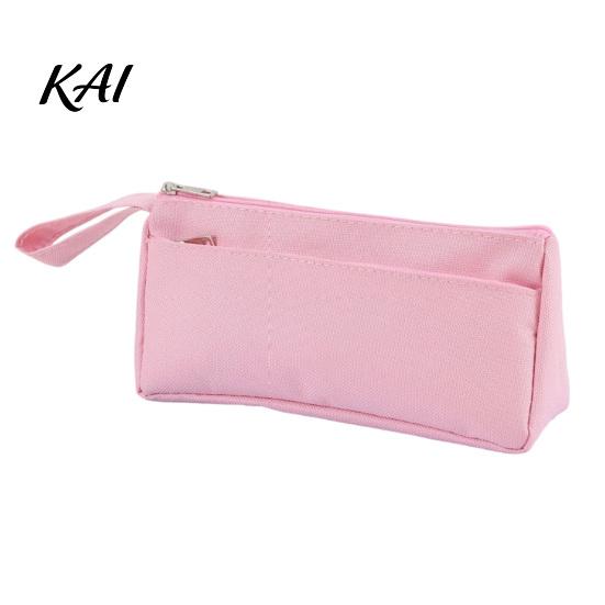 Solid Color Stationery Bag for Teens Pencil Case with Zipper And Handle, Durable Oxford Large Capacity Storage Rulers Organizer, Portable Lightweight