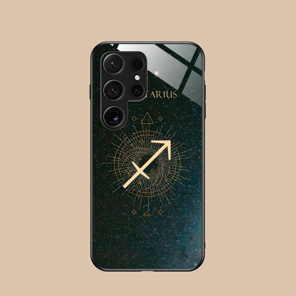 Чехол для телефона со знаком зодиака Стрелец для Samsung Galaxy A56 55 54 53 52 51 36 35 34 23 16 15 5G Стеклянная крышка Мобильные телефоны Роскошный