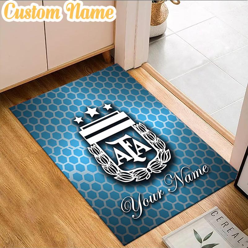 Custom Name Argentina Football Crest Rug, Office Rug, Chair Rug, Carpet for Living Rooms, Doormat Game Rug Home Decor Christmas Gifts