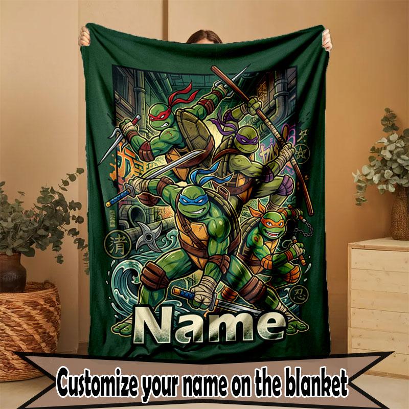 Custom Name Personalized Teenage Ninja Turtles Print Blanket, Home Decor, Bedroom, Sofa, Camping, Couch, Gifts for Birthday Christmas