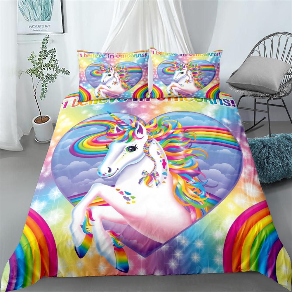 Popular Unicorn Duvet Cover Set Single Twin Double Queen King Super King Size Bed Linen Set