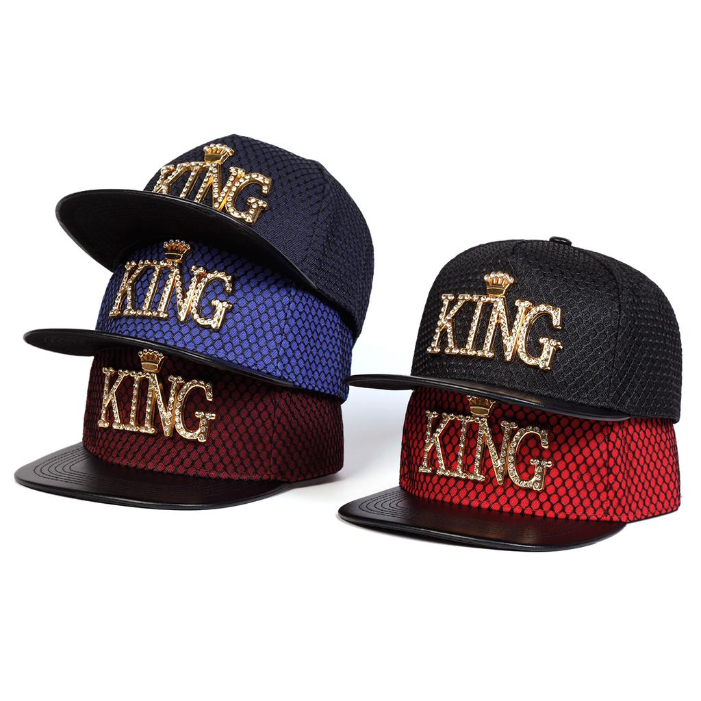 Unisex Letter Crown Metal Label Decoration Hip Hop Caps Flat Top Baseball Cap Casual Snapback Hat Outdoor Sports Hats for Women