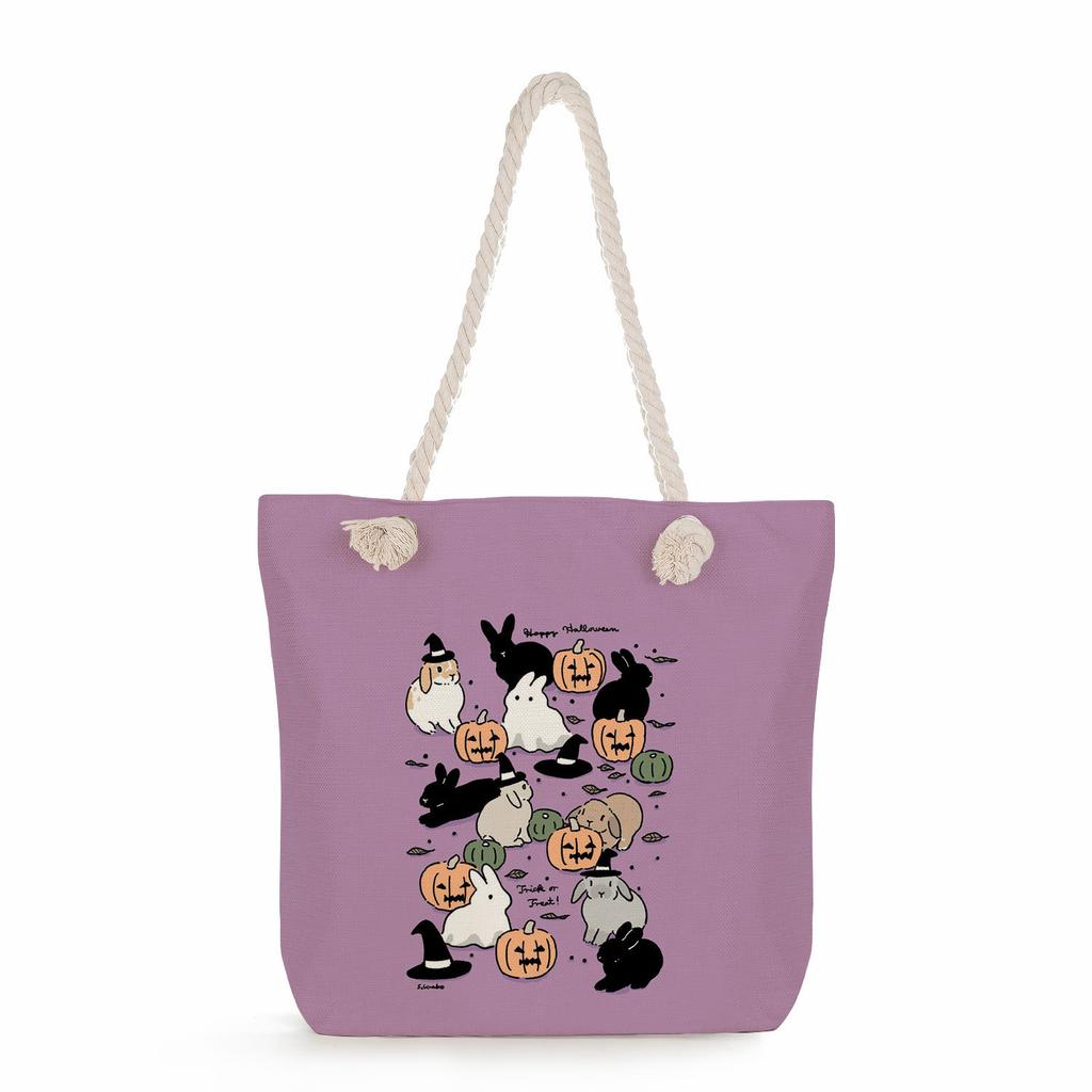 Creative Rabbit print thick rope single-shoulder beach bag 7247 CLE