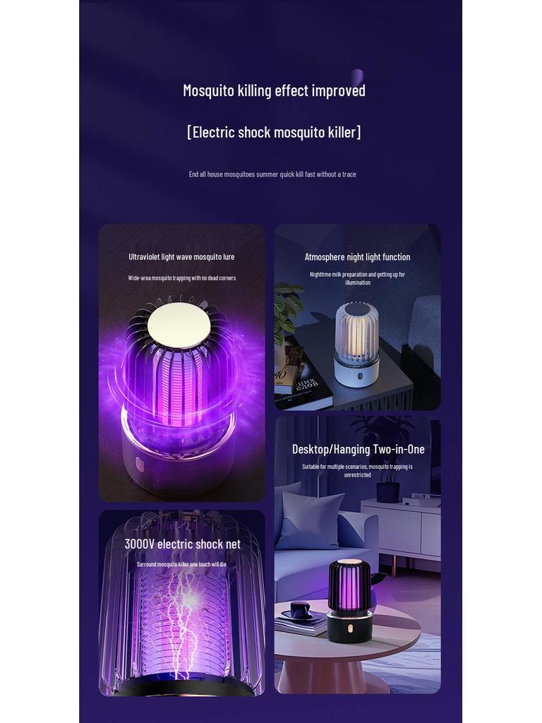 Перезаряжаемая электрическая лампа-уничтожитель комаров с USB - Ночник и репеллент для спален