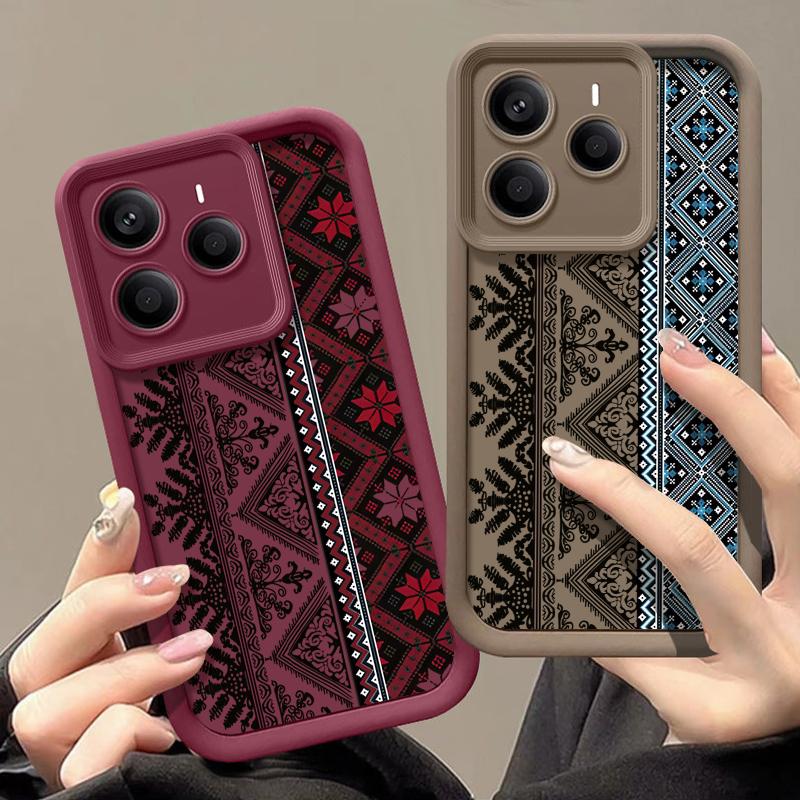 Мягкий силиконовый чехол для телефона со сложным узором для Xiaomi 14T 13T Pro Poco X7 F6 Pro X6 Redmi Note 14 Pro 13 12 11, противоударный матовый чехол-бампер из ТПУ
