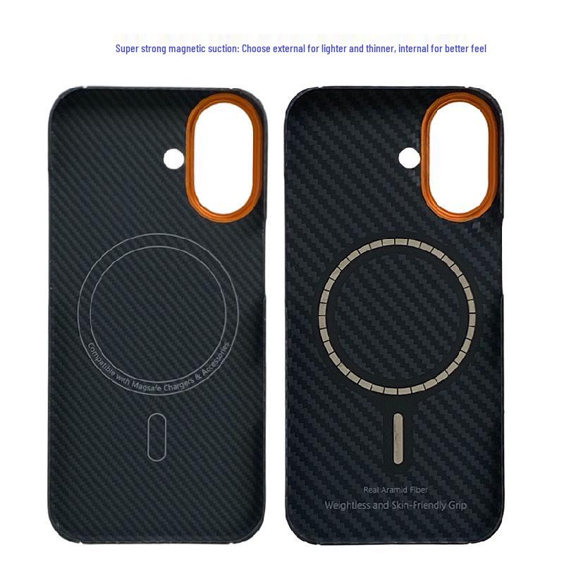Apple iPhone 17 Ультратонкий Керамический Чехол с Магнитной Присоской, Рамкой из Сплава, Арамидным Волокном и Полуобернутым Дизайном