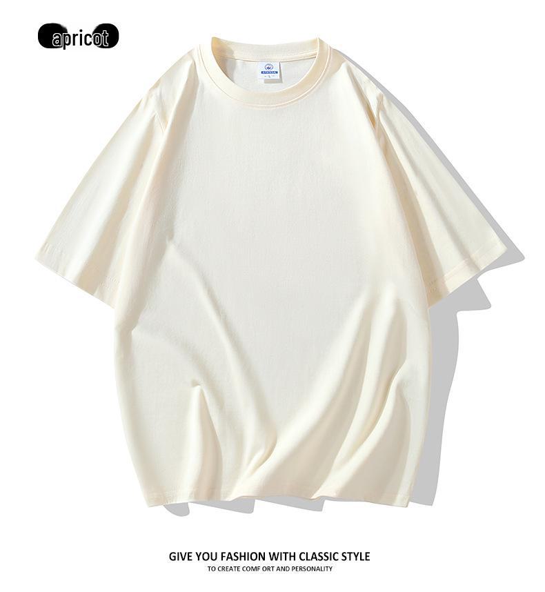 Мужская футболка свободного кроя из чистого хлопка с круглым вырезом и коротким рукавом, лето 2025 г.