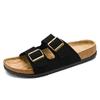 Fashion Leather Sandals Summer Male Women Mules Slippers Clogs Slippers Classic Buckle Cork Slides Lightweight Outdoor Slippers