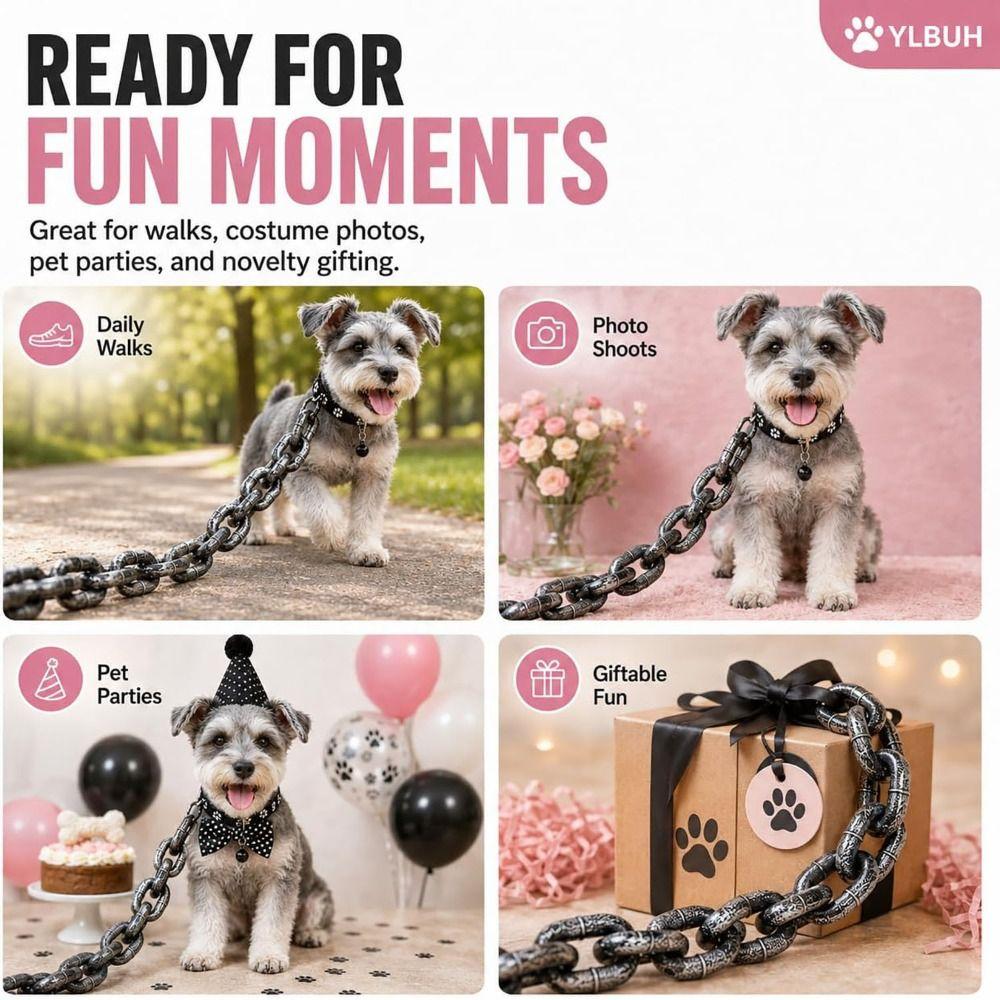Lightweight Fake Chain Leash Funny Photo Prop Leash Novelty Dog Leash Prop  Puppy Walking