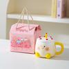 Creative Cartoon Cake Cup Birthday Gift Souvenir Ceramic Cup Cute Good Looking Water Cup with Lid Mug
