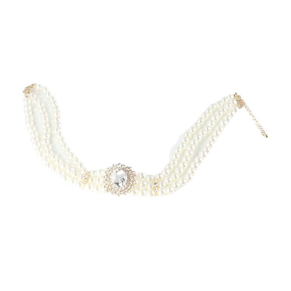 Zinc Zinc Alloy Flower Rhinestones Clavicle Chain Jewelry Accessories Korean Style Choker Women Necklace