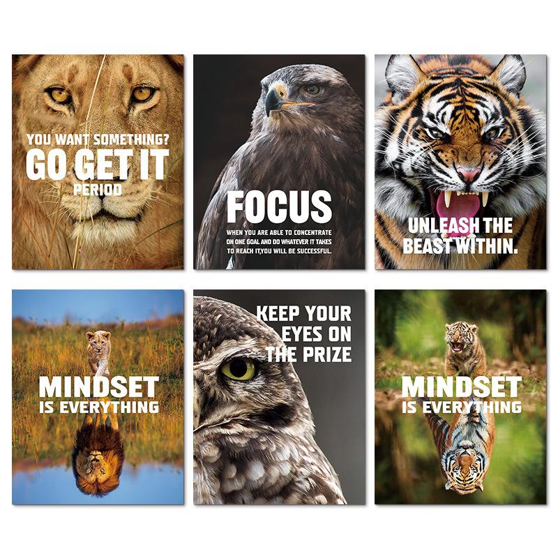 Modern Inspirational Quotes Posters and Prints Lion Tiger Pictures Animal Canvas Painting For Office Porch Room Wall Decoration