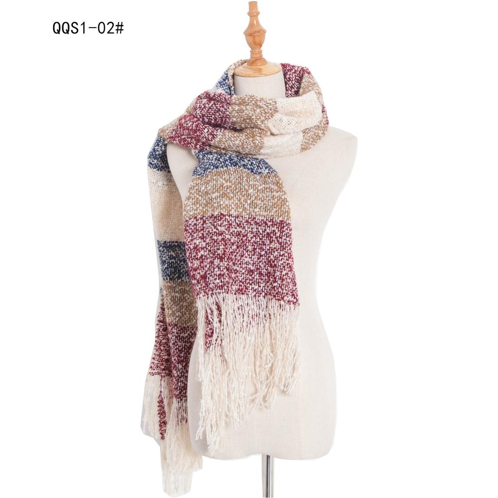 Autumn and Winter Polyester Circle Sand Plaid Scarf Women's Warm Fringed Scarf Shawl