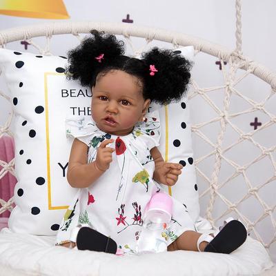 Куклы Reborn Baby ручной работы 57 см, силиконовые, всего тела, черная кожа, модные, из волокон, волос, кукла Reborn, для девочек, подарки на день детей, реалистичные