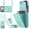 For iPhone 17 Pro Max Case RFID Blocking Card Bag Leather + TPU Crossbody Phone Cover with Ring Kickstand