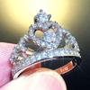 New Gorgeous Queen Crown Ring Women Full Inlaid CZ Brilliant Proposal Ring for Girlfriend Delicate Hollow Heart Crown Ring