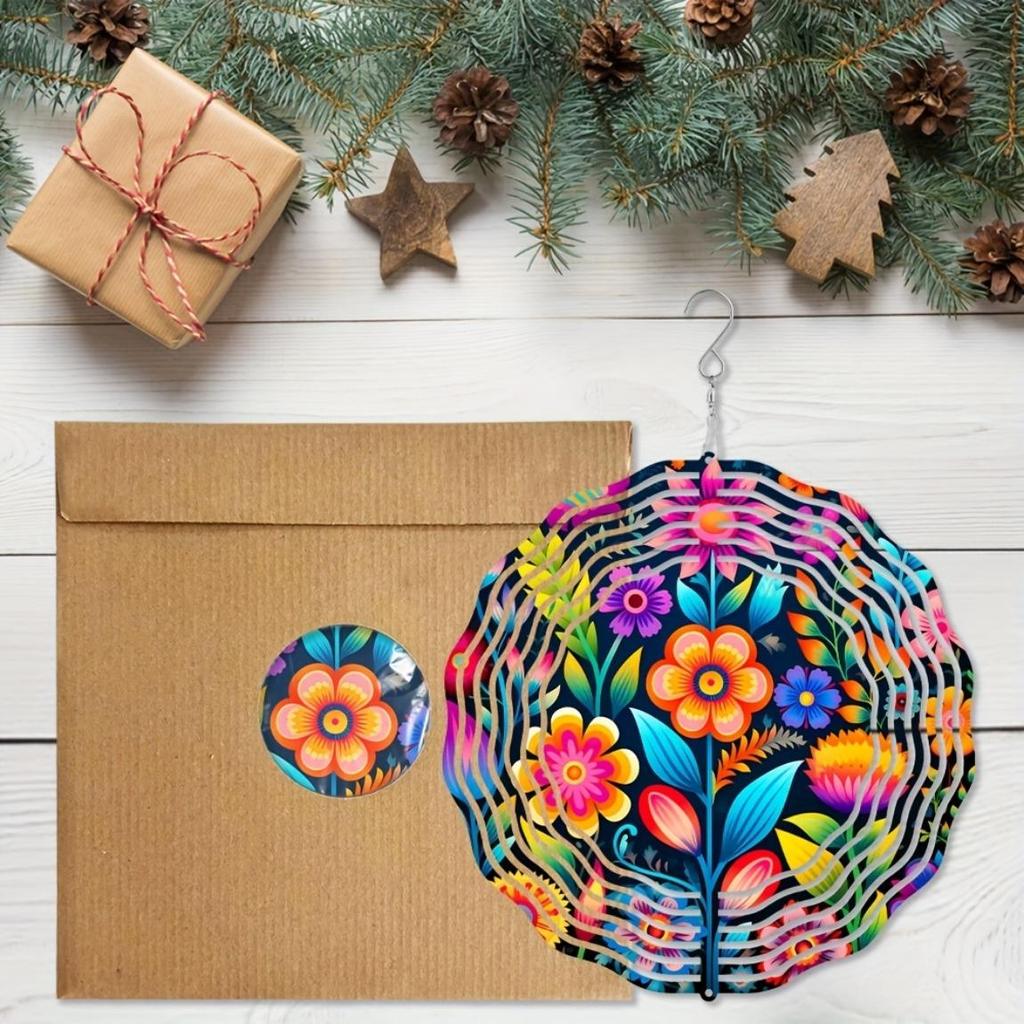 Creative Blooming Flowers Wind Spinner - 3D Stainless Steel Hanging Wind Catcher (25.4cm) - Kinetic
