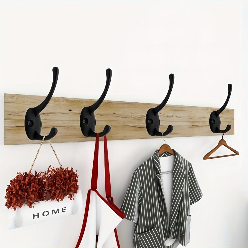 4 шт. Черный металлический крючок для одежды, Настенный ретро двойной подвес, Хозяйственные аксессуары, Простая установка на винты 4 шт. Черный металлический коа
