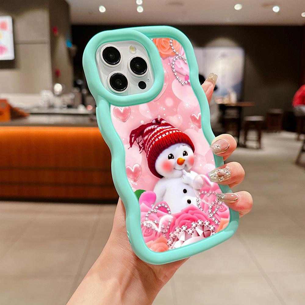 Мягкий чехол для телефона Macaron Big Wave для iPhone 11 12 13 14 15 Samsung A14 A24 A53 A54 A55 Xiaomi Redmi Note 13 12C, чехол A3 Merry Christmas Bear Deer art