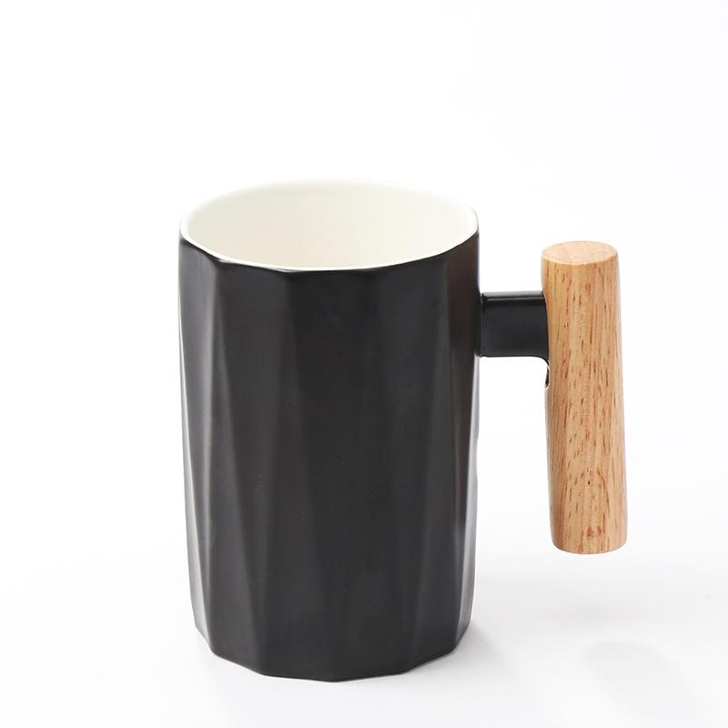 Nordic Wooden Handle Ceramic Mug Literary Water Cup Coffee Cup Holiday Event Gift