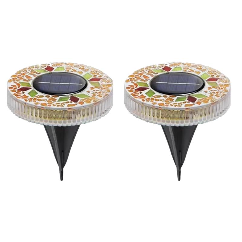 4/2/1PCS Solar Disk Light Waterproof Outdoor Glass Garden Stake Lighting Colorful Decorative Pathway LED Lights Dusk to Dawn