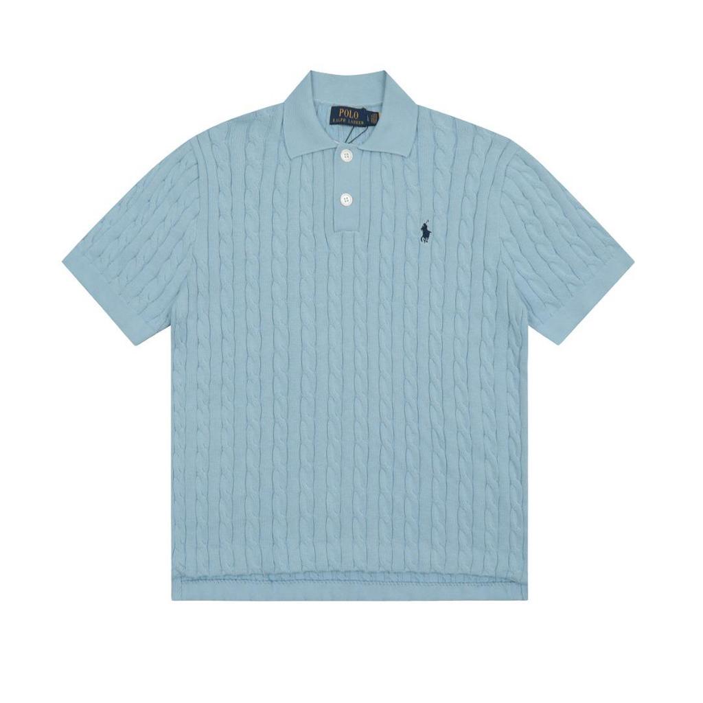 Высококачественный всесезонный классический универсальный вязаный кардиган 25SS с отложным воротником, на двух пуговицах, с вышивкой маленькой лошади, с коротким рукавом