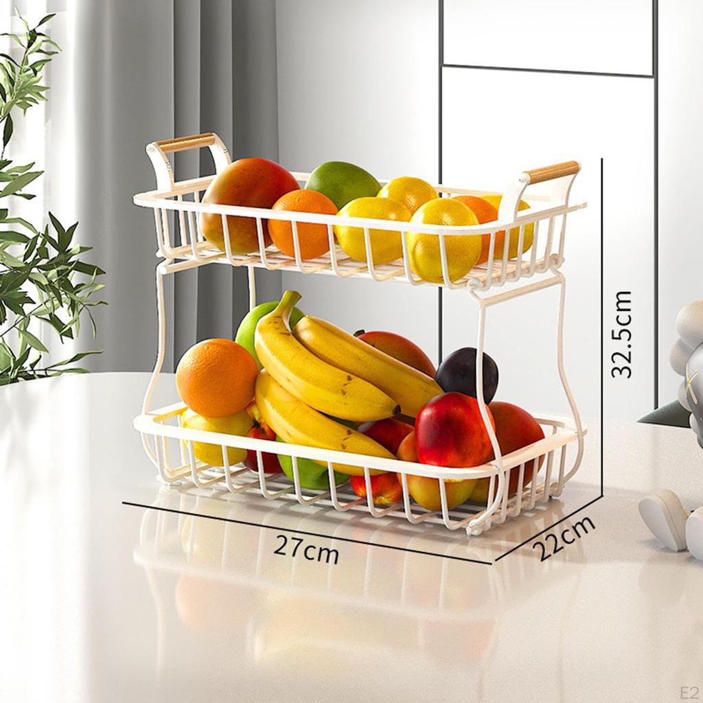 2 Tier Countertop Fruit Basket Bowl Stand for Kitchen
