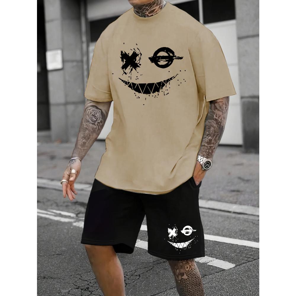 Мужская футболка и шорты в гавайском стиле с 3D-принтом, летний повседневный комплект с короткими рукавами для отдыха на природе и пляжа, мужские повседневные шорты