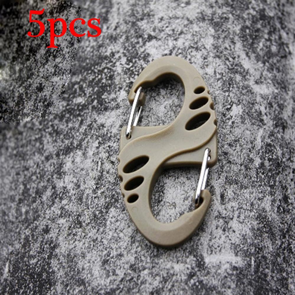 5PCS/10PCS Camping Plastic Steel Portable Dual Buckle Climbing Hook S-Type Carabiner Keychain