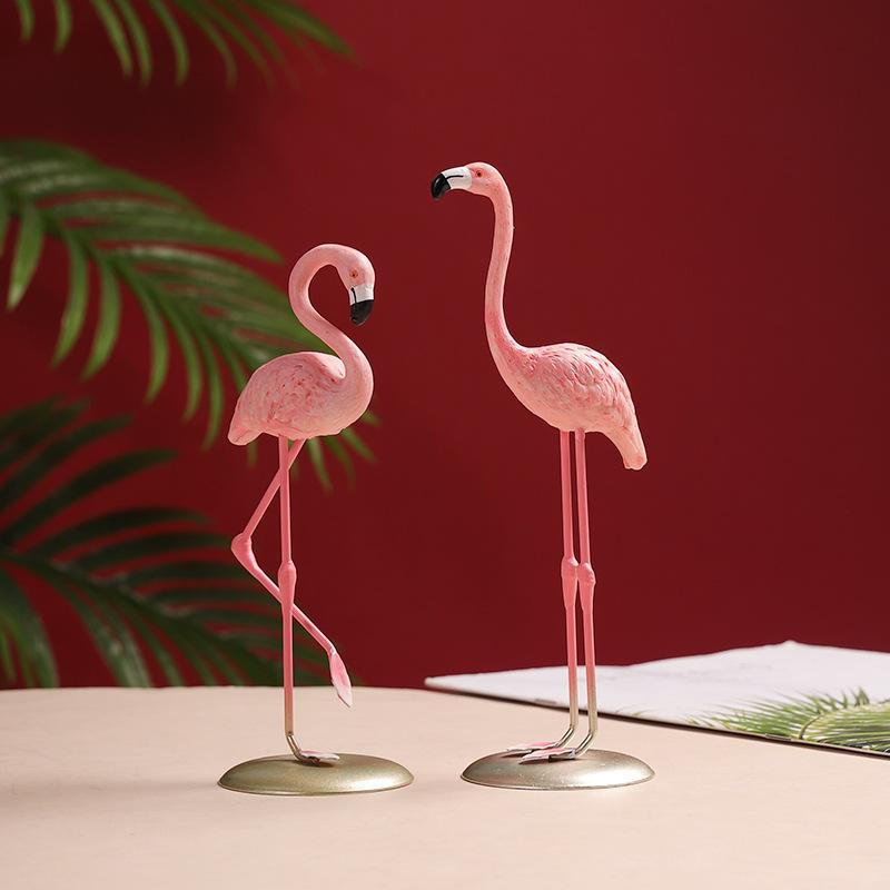 Flamingo Tabletop Decoration Pink Home Shop Decoration Posing Props Resin Crafts