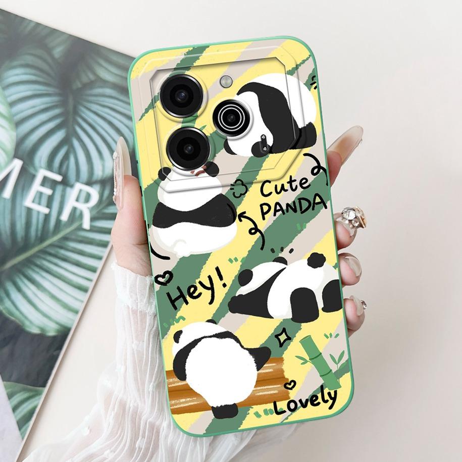 For Tecno Pova 6 Pro 5G 2024 Case LI9 Camera Lens Protective Cover Cute Panda Cartoon Soft Bumper For Tecno Pova 6 Pova6 5G Capa