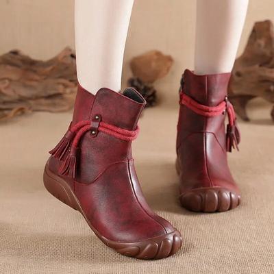 Женские короткие ботинки, повседневная однотонная удобная теплая женская обувь из натуральной кожи на мягкой подошве