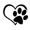 2 Pcs Pet Paw Print With Heart Dog Cat Vinyl Decal Car Window Bumper Sticker