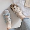Ugly Cute Sweet Girl Ballet Shoes Summer Outer Wear Single Shoes Summer Retro Pearl Leopard Mary Jane Shoes Boken Sandals Women