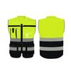 Мужской светоотражающий жилет высокой видимости с v-образным вырезом без рукавов и несколькими карманами, дизайн жилета с прозрачным ID, карманом, держателем для ручек, жилет, пальто
