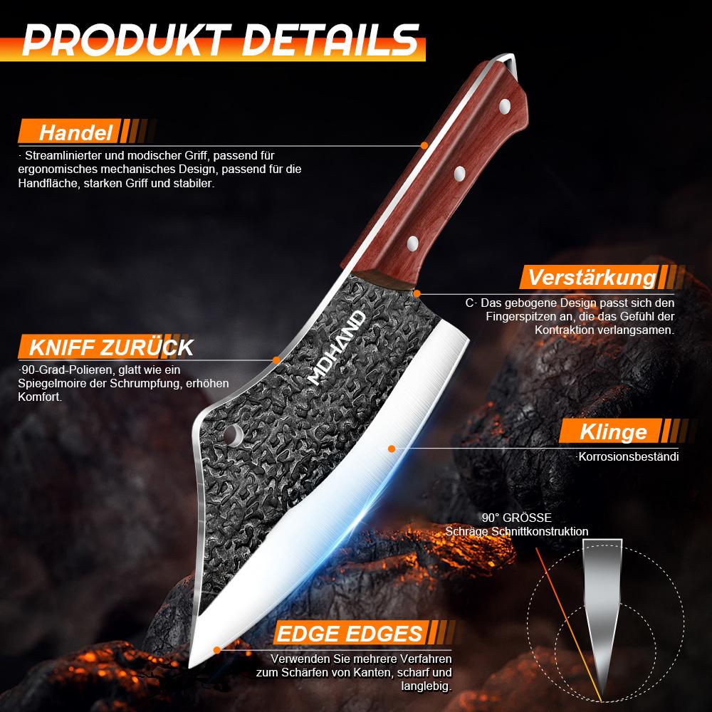 7-Piece Kitchen Knife Set With Leather Sheath and Carry Case Boning Knife Santoku Knife Butcher'S Knife