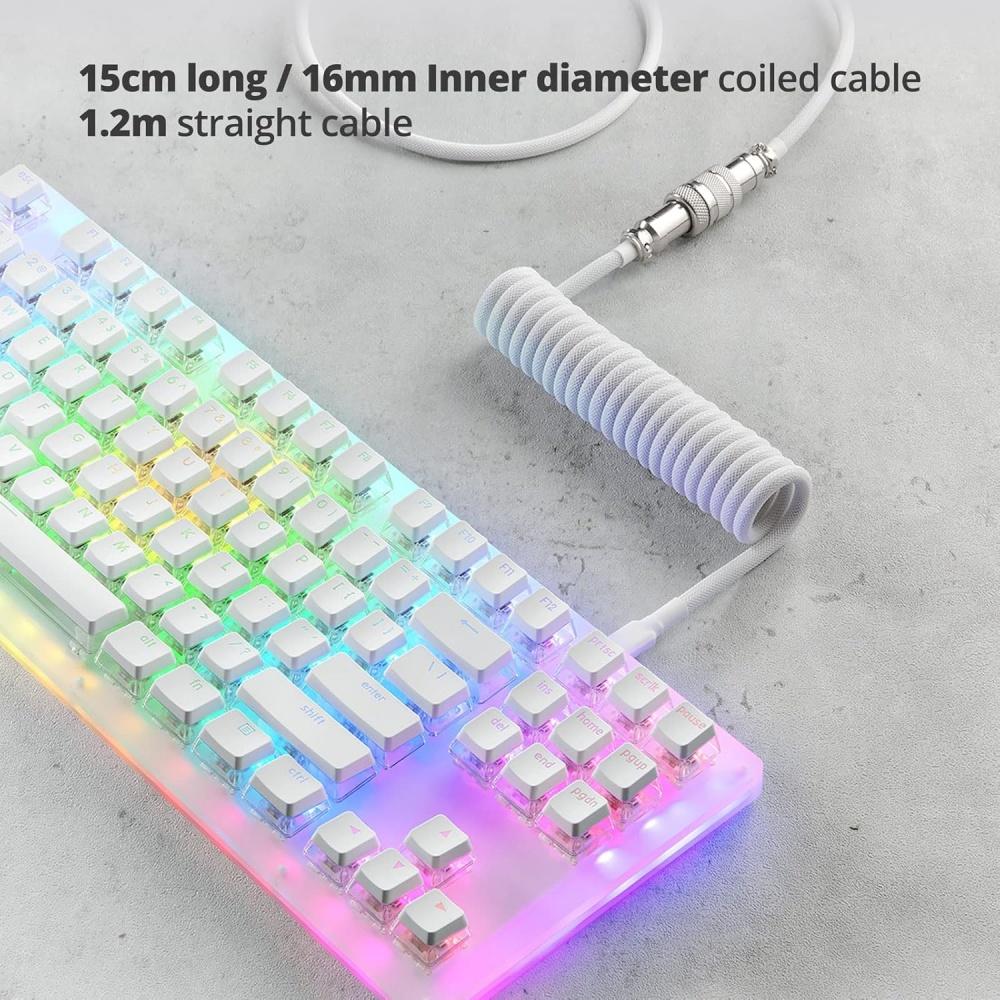 USB C Спиральный Игровой Кабель для Клавиатуры Металлический Авиаторский Провод