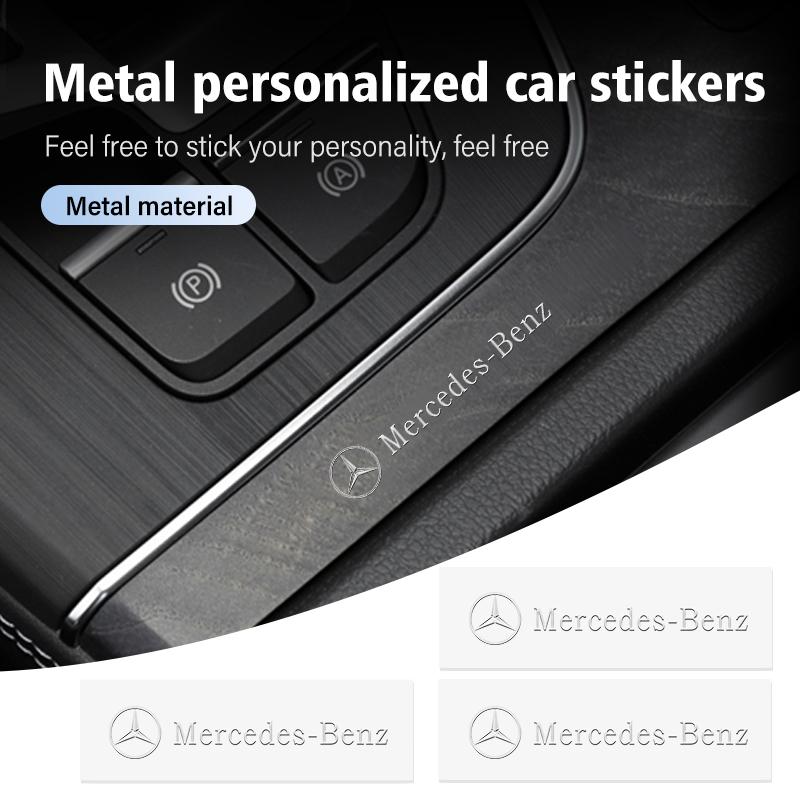 WLG4 2/4/8PCS Metal Car Emblem Logo Decorative Stickers Badge Decal For Mercedes Benz CLK GLC W212 C200 C300 W203 W204 W205 W169 W176