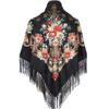 130*130cm Women Luxury Floral Print Square Scarves Russian National Fringed Shawl Traditional Ukrainian Babushka Head Wraps