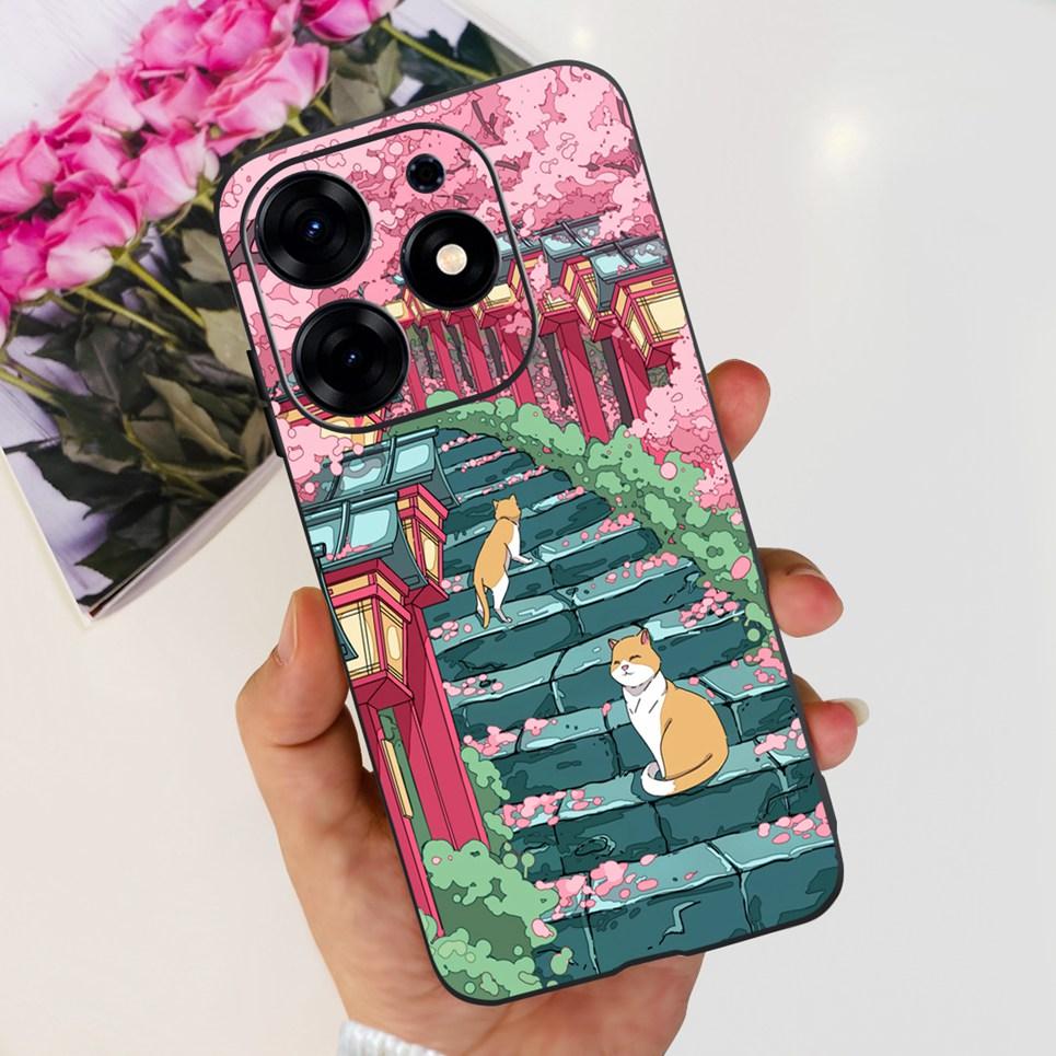 Для Tecno Spark 10 Pro Spark 10C Чехол Spark 9 Pro Spark 8c spark 7 Задняя крышка Бампер Прозрачный Мягкий ТПУ Силикон Милый Кот Мультяшный