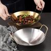 Round Stainless Steel Cooking Dry Pots with Handle Seafood Paella Frying Pan Gas Stoves Skillet Saucepan Kitchen Cookware