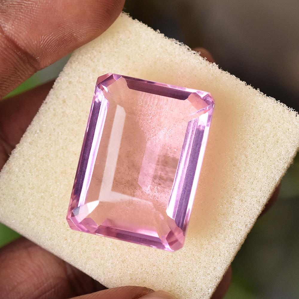 30x22mm Emerald Cut NATURAL Pink Topaz Loose Gemstone For Collectors
