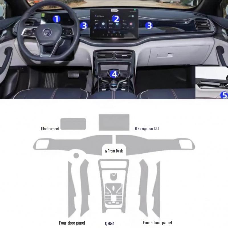 Защитная пленка для интерьера BYD Qin PLUS: HD-экран и защита рычага переключения передач для приборной панели и навигации центральной консоли Dmi EV.