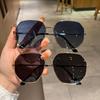 Sunglasses Men'S Enlarged And Widened Big Face Skinny Transparent Polarized Sunglasses Metal Driving Sunglasses